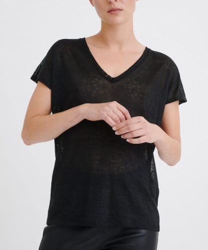 Faylinn V Neck -Black T Shirt