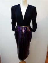 Load image into Gallery viewer, Purple &amp; Black Sequin Skirt
