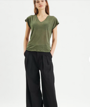 Load image into Gallery viewer, Faylinn V Neck - Green T Shirt