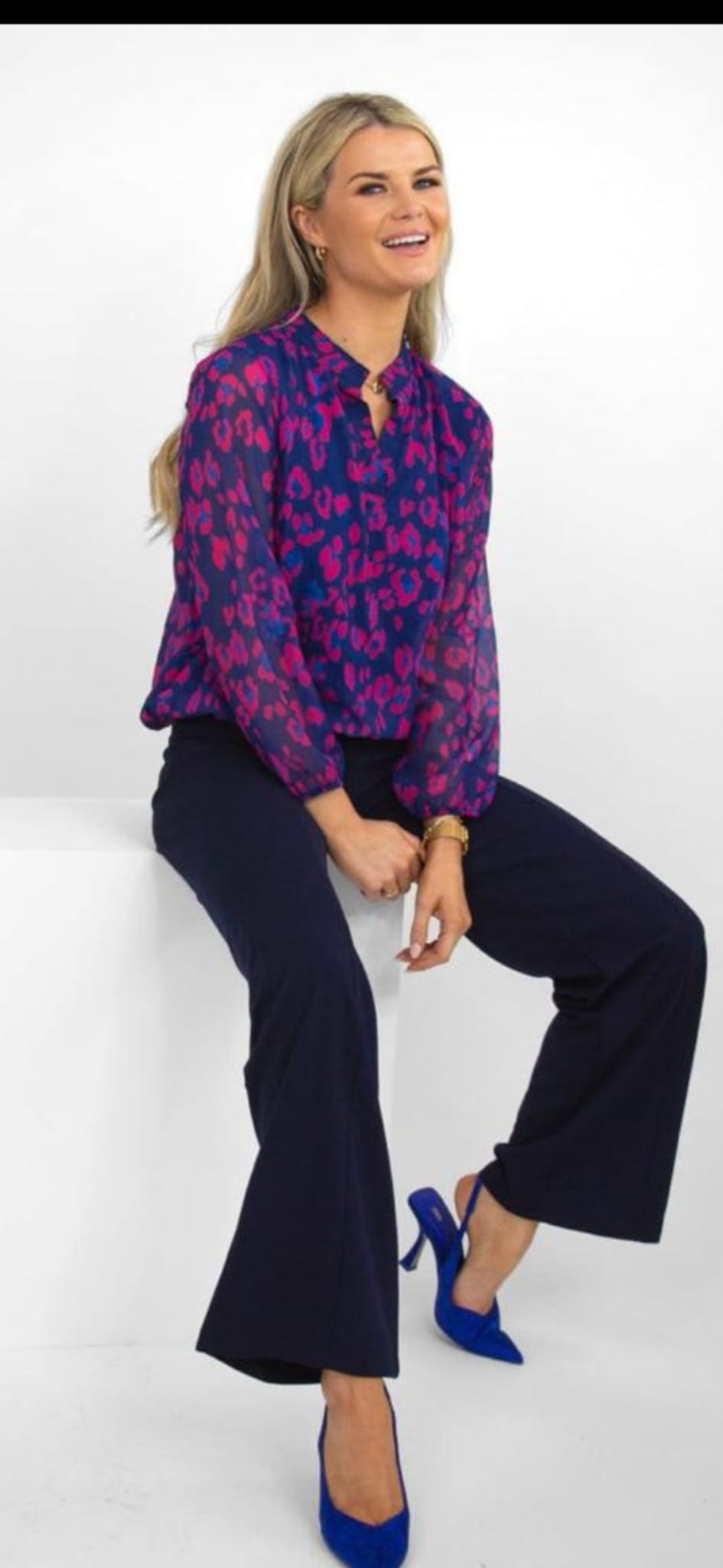 Bella Band Top -Blue/Pink