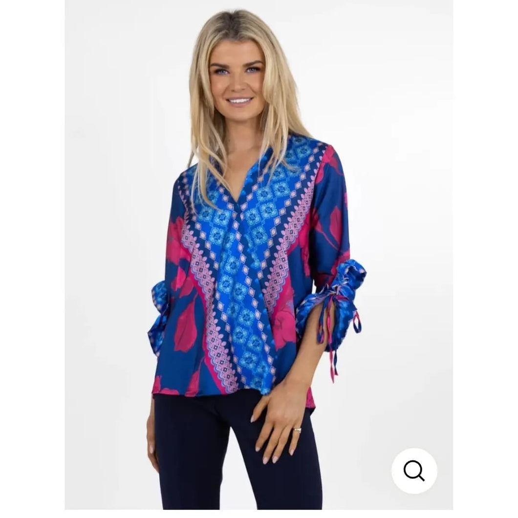 Kimono printed top- Blue/Pink