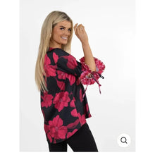 Load image into Gallery viewer, Kimono printed top- Pink/Black
