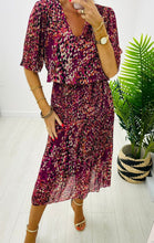 Load image into Gallery viewer, Pleated Dress Fleck print - Magenta Mix
