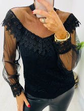 Load image into Gallery viewer, Vintage Black Lace Blouse
