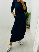 Load image into Gallery viewer, Contemporary Navy Dress with Pocket
