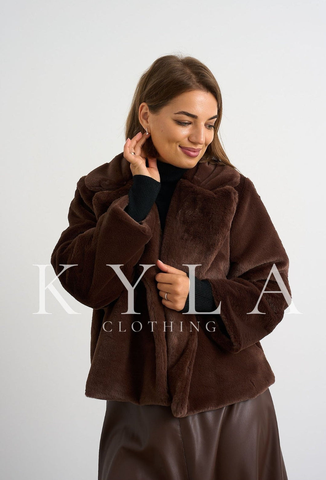 Chocolate Brown Faux Fur Jacket