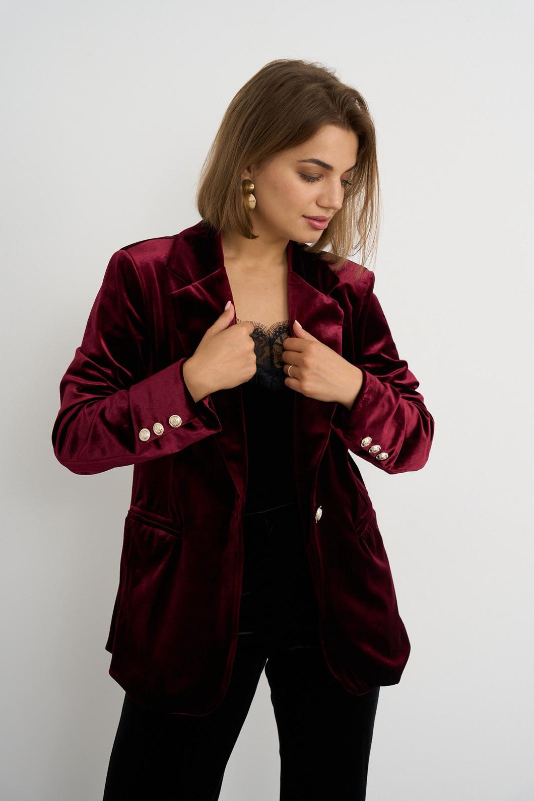 Wine Velvet Blazer