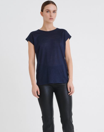 Faylinn O Neck- Navy Blue T Shirt