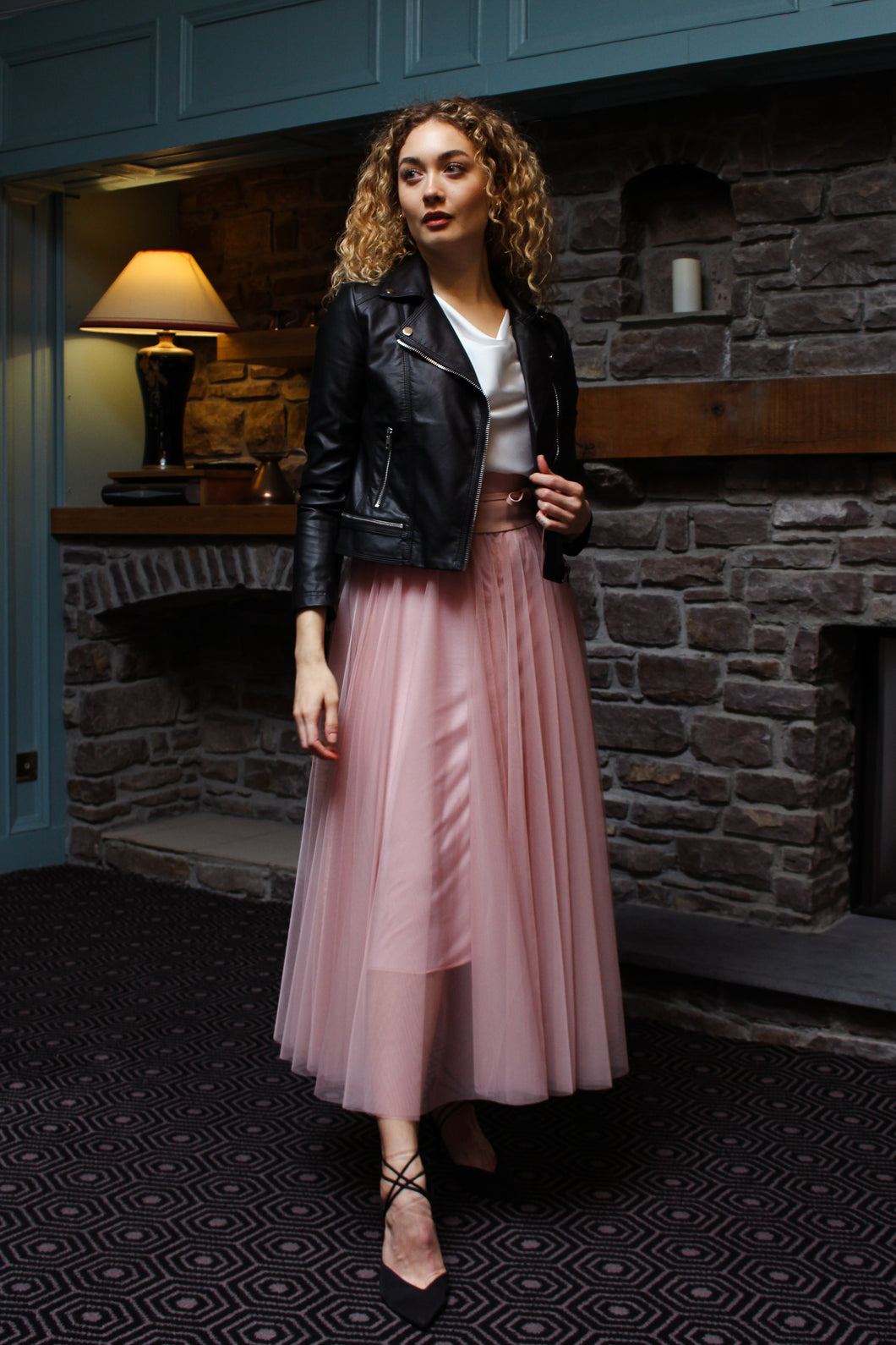 Classic Biker Jacket with Collar - Pleather