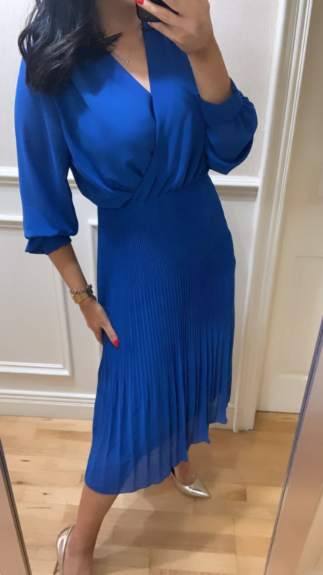Royal Blue Pleated Dress