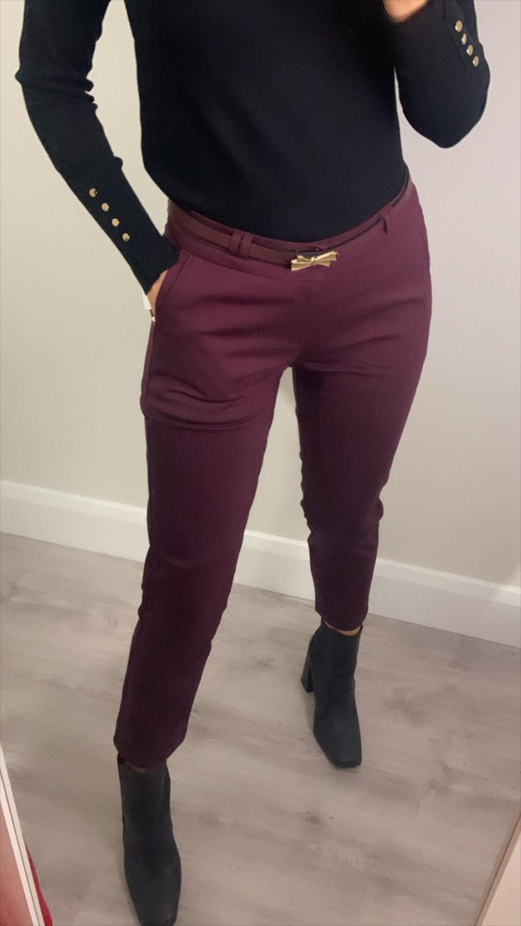 Straight Leg Pant - Burgandy